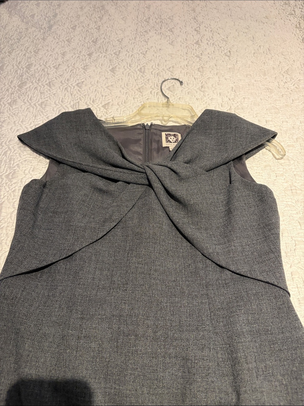 Anne Klein Gray Twist-Front Midi Dress
